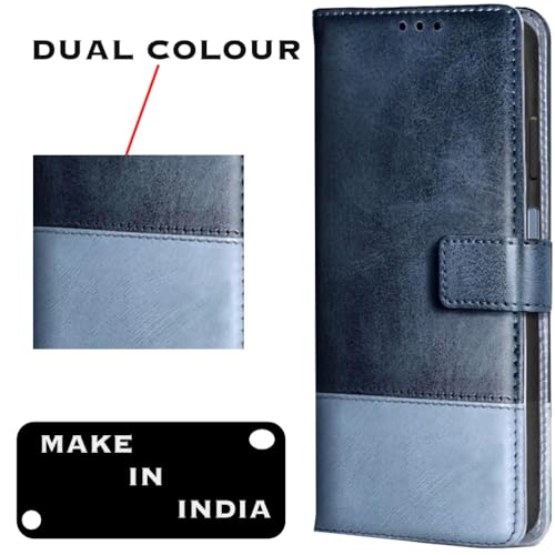 Image of SHINESTAR Ultimate Dual Shade Leather Finish Flip Back Cover for Nokia G42 5G | Inside TPU & Inbuilt Stand | Wallet Style Back Cover for Nokia G42 5G Flip Cover | - Ice Blue