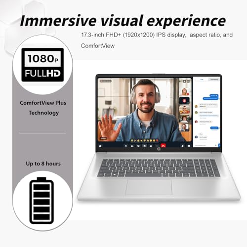Image of HP 17 Laptop - AMD Ryzen 5 7430U Processor, 17.3inch 250 Nits FHD IPS Display, Webcam, Wifi6, Numeric Pad, Windows 11 Pro Computer PC for Business & Students (64GB RAM 2TB SSD)