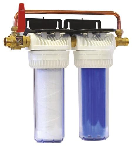 AQUAWATER - Station Filtre Double Anti-Tartre & Anti-Corrosion Avec By-Pass Breveté - 9''3/4 - Équerre De Fixation Et Clé De Desserrage Incluses - Blanc - Température Max 35°C - 24 mois | Protégez durablement vos canalisations du tartre et de la corrosion