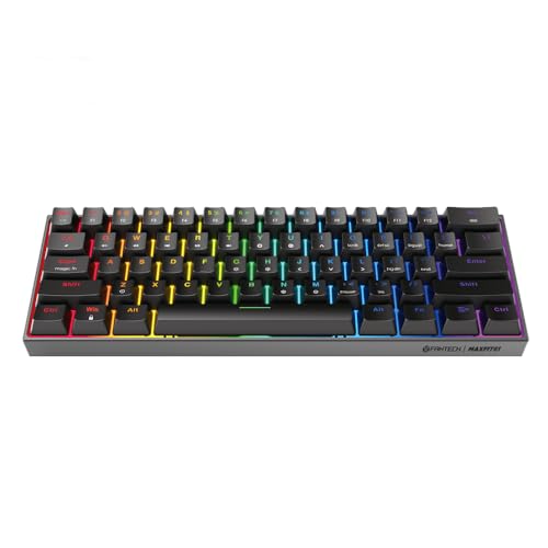 Image of FANTECH MAXFIT61 RGB Wired 60% Mechanical Keyboard, 61 Keys Hot Swappable Type-C Programmable Gaming Keyboard, Blue Switch, Black
