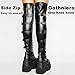 Gothniero Black Platform Boots Over Knee Thigh High Goth Boots for Women Chunky Heel Rave Motorcycle Boots with Buckles Side Zip Lace Boots Size5.5-10