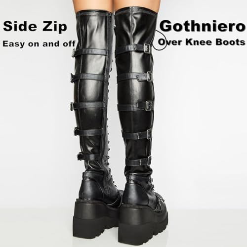Bottes gothiques à talon épais et plateforme avec lacets ajustables