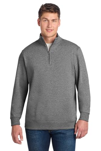 SPORT-TEK Unisex Quarter Zip Sweatshirt, Vintage Heather, XL