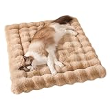 SOMAHE Cat Bed Mat, Soft Plush Faux Fur Kneading Pet Bed, Machine Washable Cat Sleeping Pad for Indoor Cats & Kittens, Non-Slip Fluffy Cat Rug for Couch Sofa Floor, 23x15 Inch Coffee