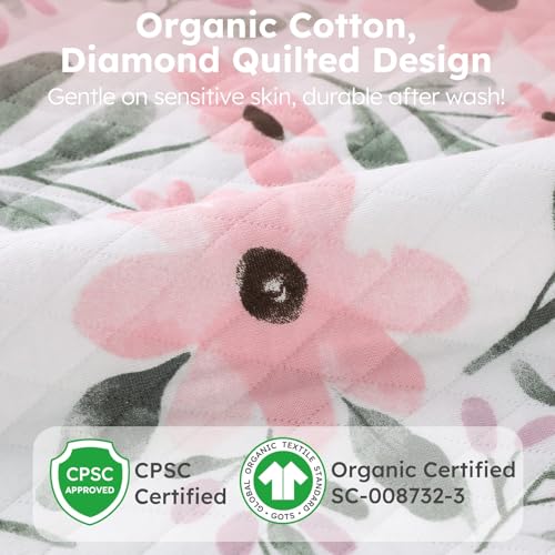 Image of Yoofoss Baby Sleep Sack 6-12 Months 1.0 Tog Long Sleeve Organic Cotton | Wearable Blanket for Infants 2-Way Zipper Quilted Sleeping Sacks(Medium)