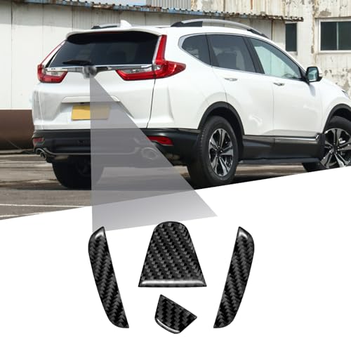 Image of Compatible with Rear Trunk Insert Cover Trim Carbon Fiber Rear Tailgate Emblem Badge Decoration Sticker for Honda CRV 2018 2019 2020 2021 2022 (4Pcs Black)