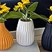 Iconic Scandi Baby Vases, Set of 3, Fluted, Color Soaked Yellow, White and Black, 4 Diameter x 4.75 Inches Tall, Modern Home Design