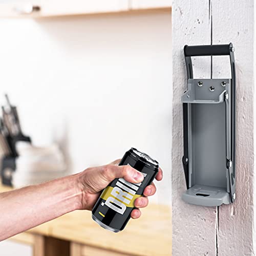 Joeji's Kitchen Dosenpresse Wandmontage - Blechdosenpresse mit Flaschenöffner - Müllpresse für Bier und Getränkedosen - Umweltfreundliches Recycling-Tool - Grau
