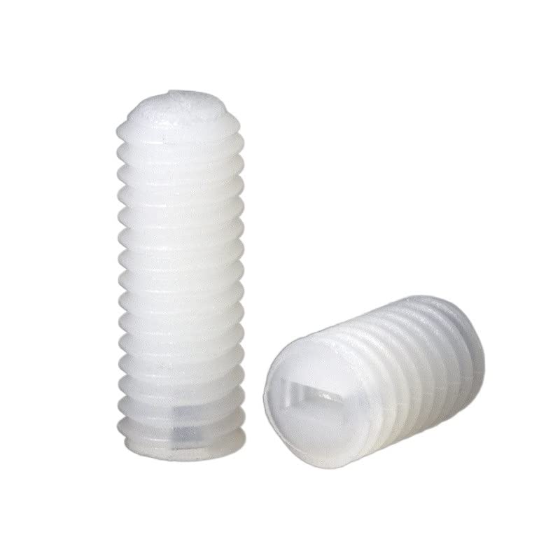 GatherTOOL 100pcs White Nylon M3 M4 M5 M6 M8 Plastic Slotted Head Set Screws Flat Point Grub Screws (Color : 100pcs, Size : M3 x 4mm)