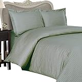 Luxurious Green Damask Stripe, Queen Size, 1200 Thread Count Ultra Soft Single-Ply 100% Egyptian Cotton, Extra Deep Pocket Four (4) Piece Bed Sheet Set with 2 Pillow Cases 1200TC