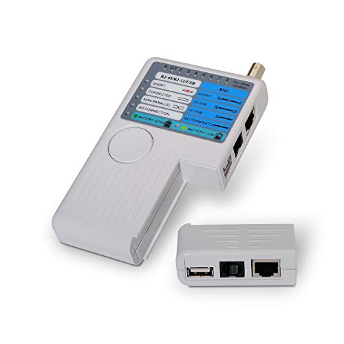 AISENS A142 0313   Testeador para Cable RJ11/RJ12/RJ45 (USB, Coaxial) Color Gris