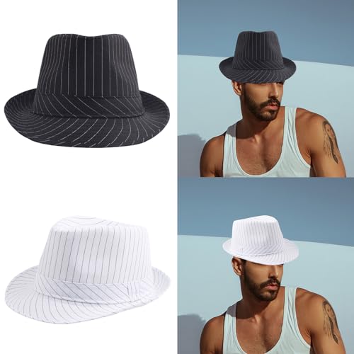 Sombrero Fedora Rayado Estilo Antiguo Unisex miniatura 2
