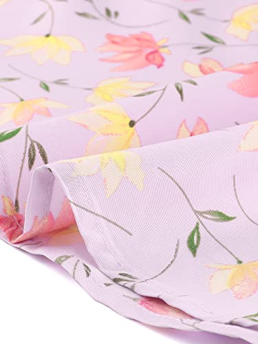 Image of Allegra K Women's Floral Printed Half Placket Above Knee Summer Sleeveless Belted Dress