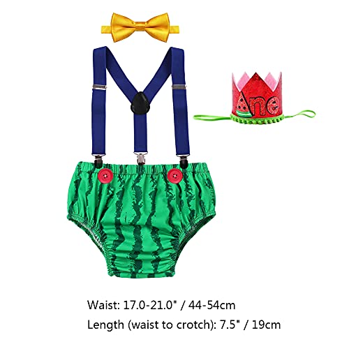 Image of Baby Boy 1st Birthday Cake Smash Outfits Party Suspenders Diaper Nappy Cover Bow Tie Mouse Headband 4pcs Clothes Set