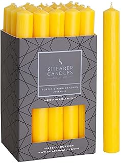 Shearer Candles Yellow - Dinner Candles - 8 inch - Unscented Dinner Candles - 8 Hour Burn Time - 20 Pack