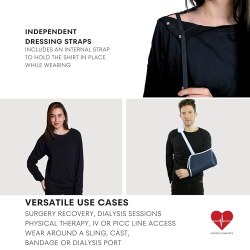Inspired Comforts Unisex Post-Surgery/Dialysis Shirt | Full Tearaway Design with Easy-Open Shoulder, Arm & Side Snaps3