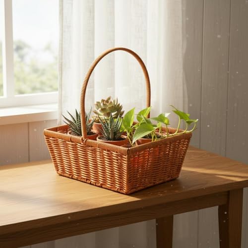 Panier floral anse arquée grand modèle objet déco style osier pour maison