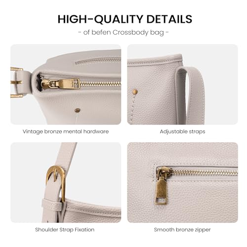 befen Genuine Leather Purse for Women Medium Size RFID Crossbody Bags for Women Travel Soft Real Leather Hobo Bags with 7 Card Slots Designer Shoulder Handbag with Adjustable Strap for Everyday, Gray by befen - Used condition - Image 7