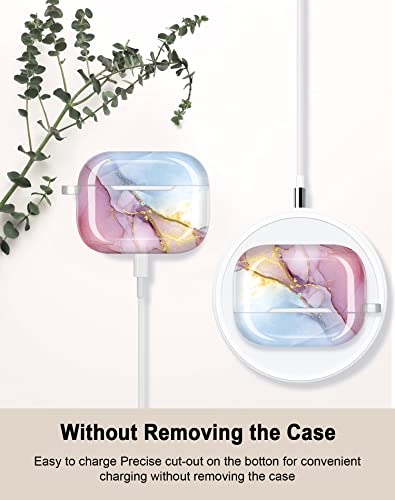 JIAXIUFEN for Airpods Pro 2nd Generation Case Cover Gold Plated Marble Design Protective TPU Skin for Women Girl with Keychain Compatible with AirPods Pro 2019/Pro 2 Gen Case 2022 - Image 3