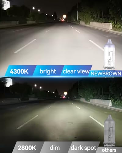 Image of NEWBROWN H11 Headlight Bulb 200% brightness 4300K White 12V /55W H11 Bulb Halogen Long Life Replacement PGJ19-2 (H11, 2 Pack)