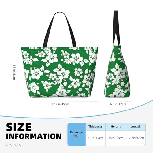 Hawaii Flower Extra Large Tote Bag For Women,Foldable Beach Bag With Pocket Weekender Travel Overnight Bag4