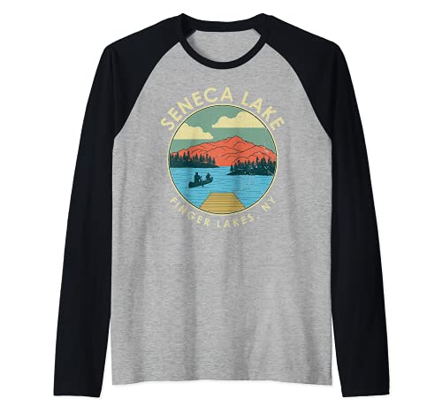 Finger Lakes NY New York Seneca Lake Maglia con Maniche Raglan
