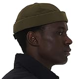 [UNDERCONTROL] カラフル つばなし セーラー フィッシャーマン レオン ナイロン 撥水 サプレックス UPF 40 帽子 夏用 ロールカフ バイザーなし スカル ドッカー タクティカル バックル ビーニー キャップ (カーキ)