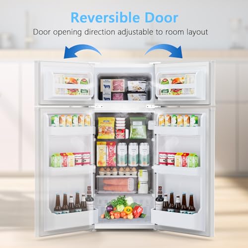 Image of COWSAR 2.45 Cu.Ft Mini Fridge with Freezer, 2 Reversible Door Compact Office Refrigerator with 2 Removable Shelves, Energy Efficient Commercial Dorm Fridge for Bedroom, Office, Apartment, White