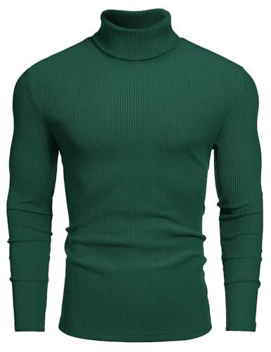 Image of COOFANDY Men's Ribbed Turtleneck Sweater Casual Basic Long Sleeve Knitted Pullover Sweater