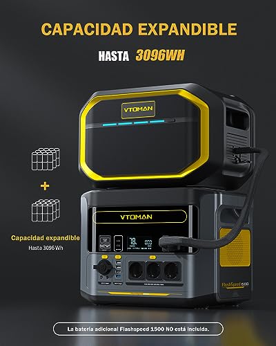 VTOMAN FlashSpeed 1500 Estación de EnergÃa Portátil 1500W/1548Wh - LiFeP04 BaterÃa Generador Solar con Tres 230V Salida/entrada CA, 0-100% Carga Rápida en 1 Hora para Acampada, Autocaravana - Imagen 6