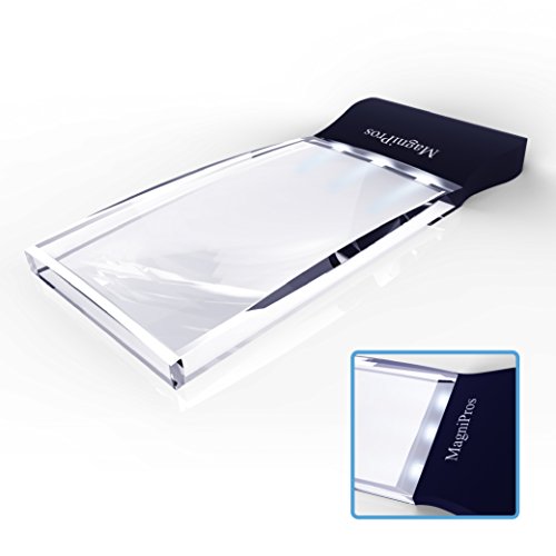 2X Large Rectangular Lens Handheld Magnifier Reading Magnifying Glass with LED Lights- 2.3