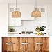 LamQee 18 Inch Rattan Farmhouse Chandelier, 3-Lights Boho Large Pendant Light with Dome Wicker Shade, Rustic Hand Woven Hanging Lighting Fixture for Dining Room, Kitchen Island, Entryway, Foyer