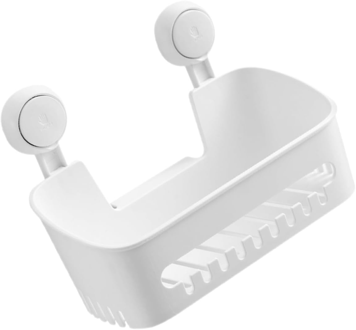 Suction Cup Wall-Mounted Storage Rack Strong Vacuum Suction Bathroom and Kitchen Organizer Waterproof Plastic Storage Holder for Shower Accessories Easy to Install