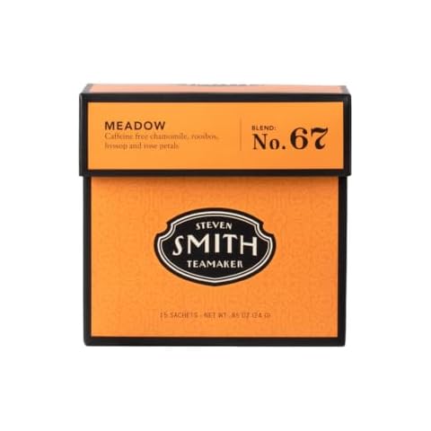 Smith Teamaker | Rooibos - Meadow No. 67 - Chamomile, Rooibos, Hyssop & Rose Petals | Sugar-Free, Non-GMO, Plant Based Caffeine-Free Chamomile Blend Tea (15 Sachets, 85oz each) Cover