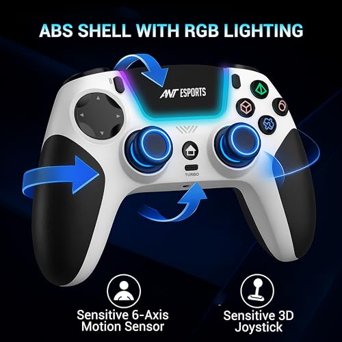 Image of Ant Esports SUPERNOVA Tri-Mode Enhanced Wireless Gamepad, Bluetooth & 2.4G Dongle, Hall Joysticks &Triggers, Touchpad, RGB, No Stick Drift, No Dead Zone -For Windows PC, Android, Steam, iOS, PS4 White