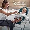 Peg Perego Prima Pappa Follow Me Plus - Seggiolone e Sdraietta Neonato, Dalla Nascita, Regolabile in Altezza, 4 Ruote, Barra Gioco, Doppio Vassoio, Rivestimento Ecopelle, Chiusura Compatta, Ice