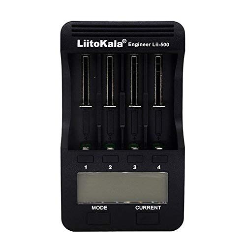 Mouchao Liitokala Lii-500 18650 26650 21700 4-sleuf LCD-universele lader zwart - Afbeelding 3