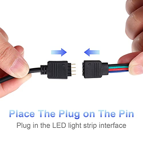 Image of Honoson 6 Pieces 4 Pin RGB Extension Cable LED Strip Connector Cord Wire Cables Kit with 12 Pieces Pin Connector for 5050 3528 RGB LED Motorcycle Car Light Neon Strip Light(1.6、3.3 、6.6 ft,Black)