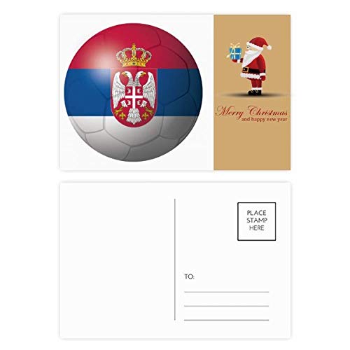 Carte postale Serbie football Père Noël : lot de 20 pour vœux originaux