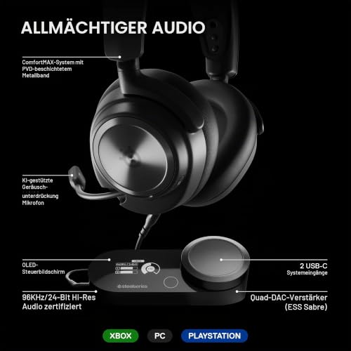 SteelSeries Arctis Nova Pro - Multi-System Gaming Headset (PC, PS5, Switch 2 & mehr) - Hi-Res Audio - GameDAC Gen 2 mit ESS Sabre QuadDAC… – Ansicht 3
