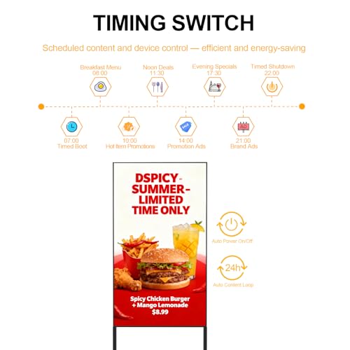 Image of 43Inch 4K Inch Floor Standing Digital Signage, 1000nits High Brightness Advertising Display, Digital Signage with CMS /U-Disk Plug&Play, Split Screen, 7 /24 Timer switch,HDMI /USB /WiFi /Android OS