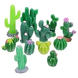 Végétation sans entretien : sans besoin de soin, cette sculpture de cactus reste verte et éclatante, offrant une solution idéale pour les passionnés de plantes au quotidien chargé. figurine décorative de bureau en résine, miniature de décoration