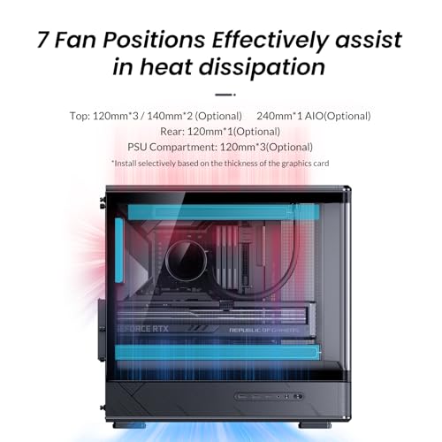 Image of JONSBO D200 Black Micto ATX PC Case,Digital Screen, One-Piece Curved Glass Desktop Design 270 Ultra-Wide View,ATX Power supply /Dual240 AIO,GPU<410mm,7 Fan Positions, Black