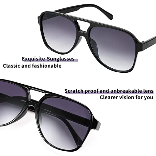 Image of FEISEDY Vintage Retro 70s Plastic Aviator Sunglasses Women Men Classic Large Squared Frame B2751