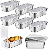 8 Stück Panierschalen Edelstahl, Hotelpfannen, Panierset mit Deckel, Panierstraße Rechteckig, Behälter für die Küche, Stapelbar Panierset, 1/3 Behälter, 32 x 17 x 10 cm- Metall Panierstraße rechteckig