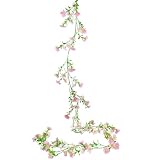 CEWUDA Ghirlanda Fiori Finti Rosa 200 cm Ghirlanda Primaverile Margherite Finte per Decorazioni Vite Piante Rampicanti Finte per Camere Mantello Giardino Festa Matrimonio Nozze Arco
