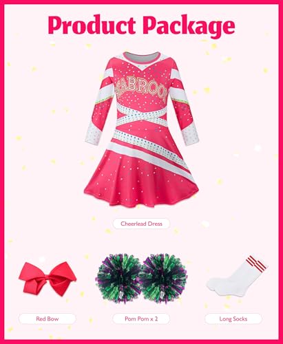 Disfraz completo de animadora para niña rojo rosado talla Large miniatura 2