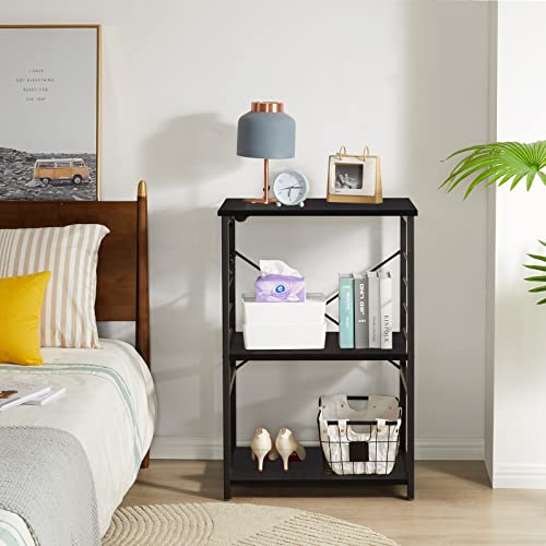 Ymyny Standing Baker's Racks, 3-Tier Microwave Oven Stand With Metal Frame And 6 Hooks, Coffee Bar Table, Storage Shelf Rack For Kitchen And Living Room, Panel Adjustable, Black, Uhtmj022B #TOP4