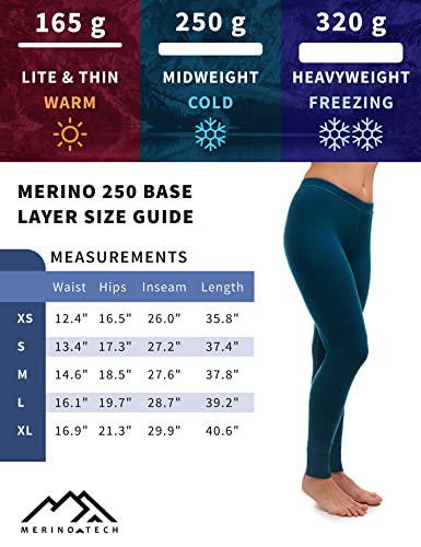 Merino Wool Base Layer Women Pants 100% Merino Wool Leggings Midweight Thermal Underwear Bottoms + Merino Wool Socks(Medium, Black) #TOP5