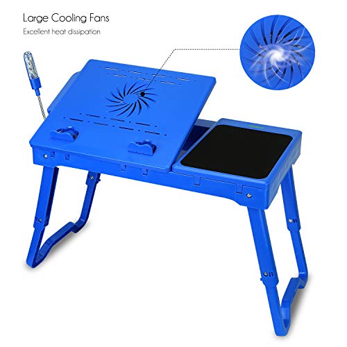 Mesa para portátil ajustable con ventilador y luz LED miniatura 4